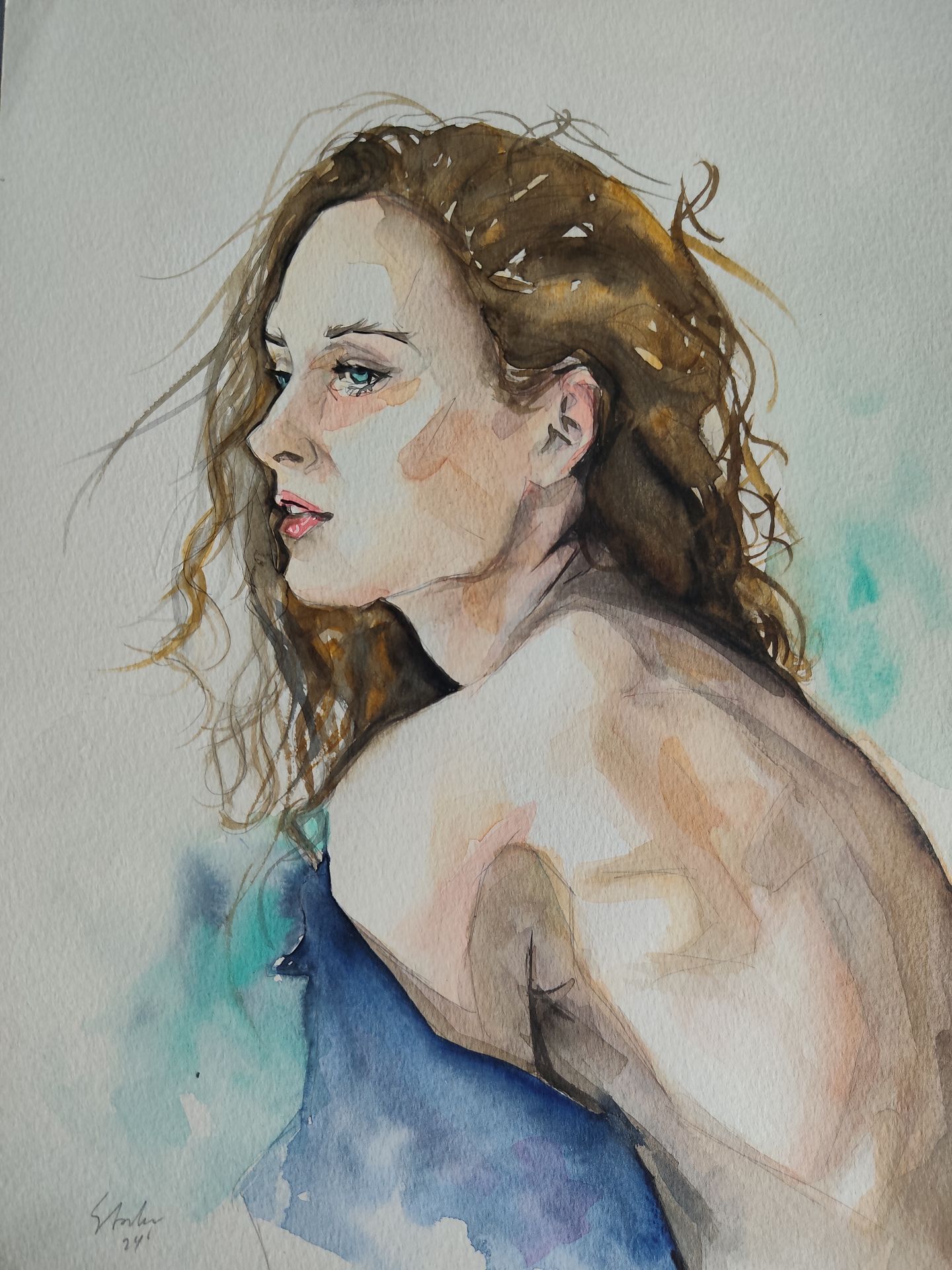 Semidesnudo de espalda