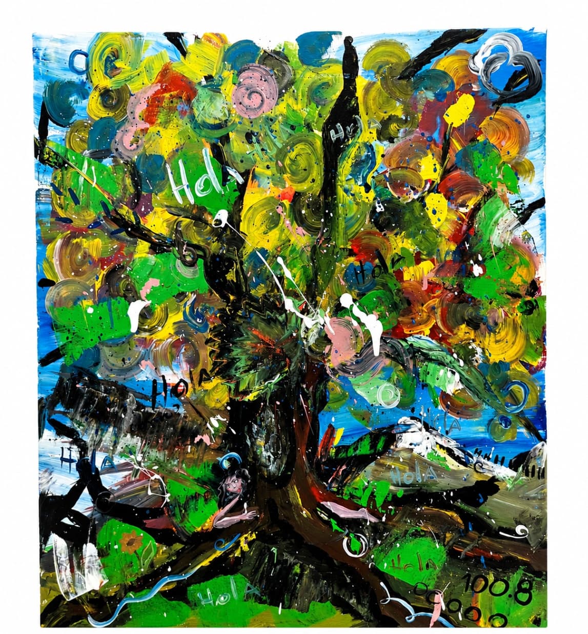 Mujer a través del árbol
